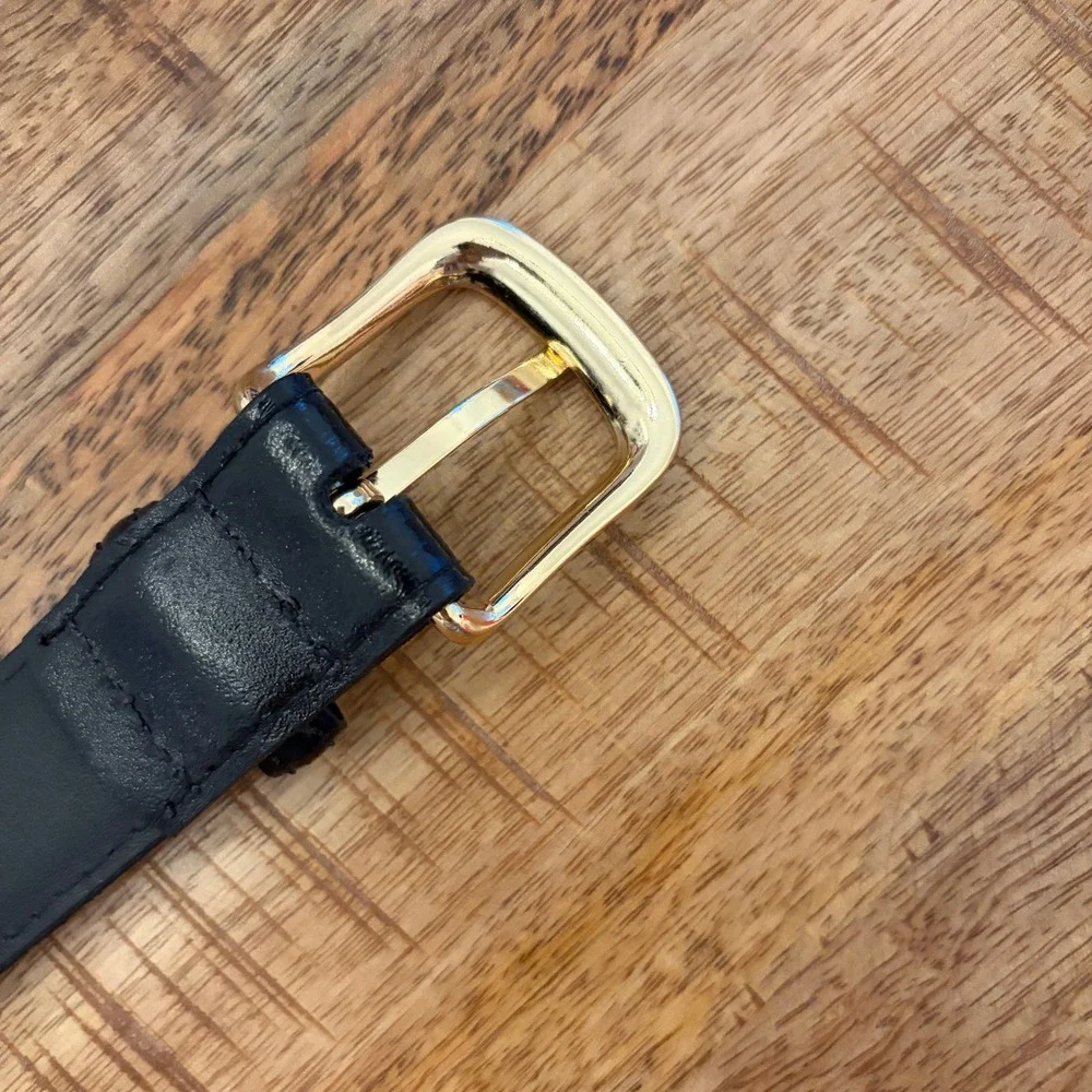 Mens Aniline Leather Dress Belt 36 Black Gold Buckle Made USA Cashmere Cowhide